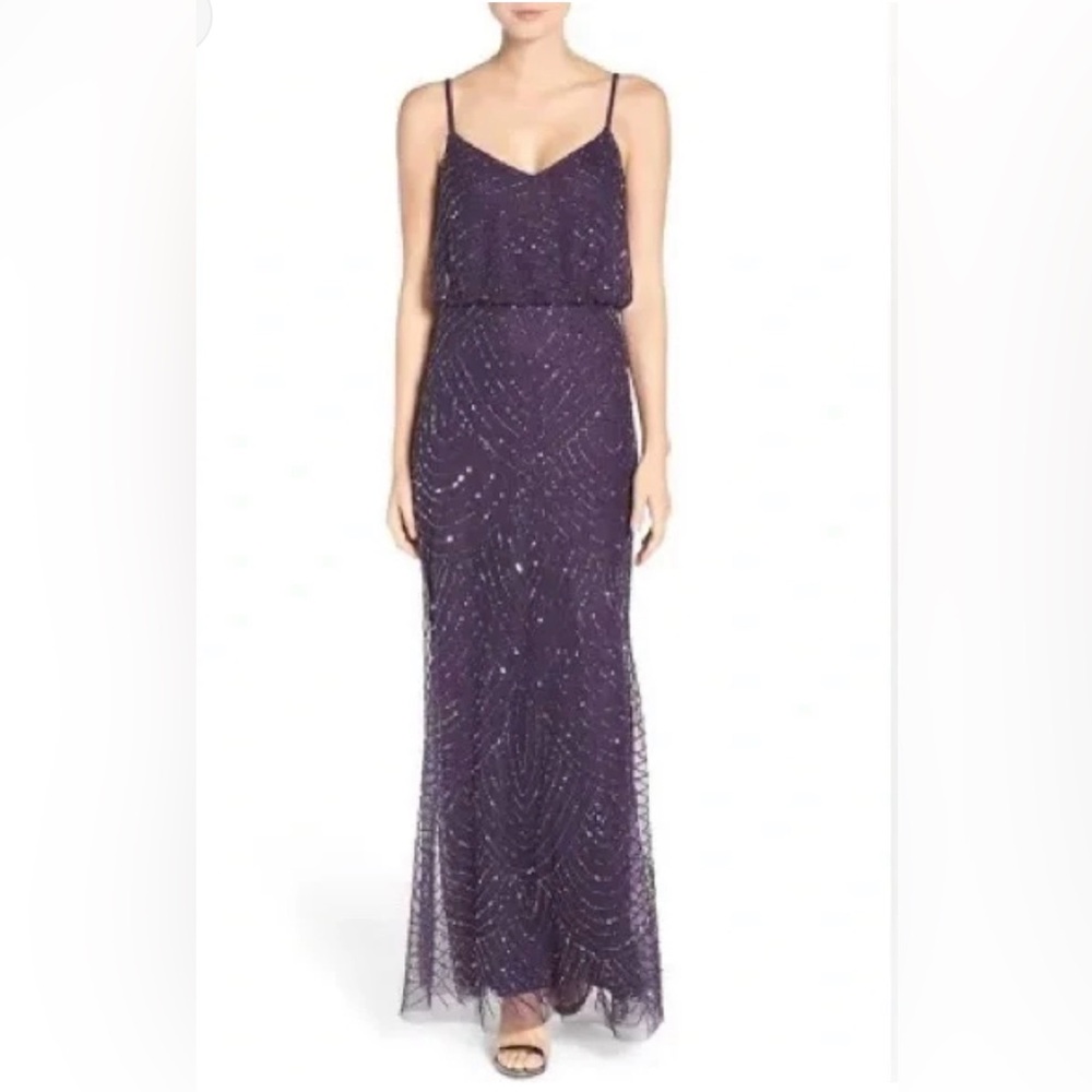 Adrianna Papell Beaded Plum Evening Dress